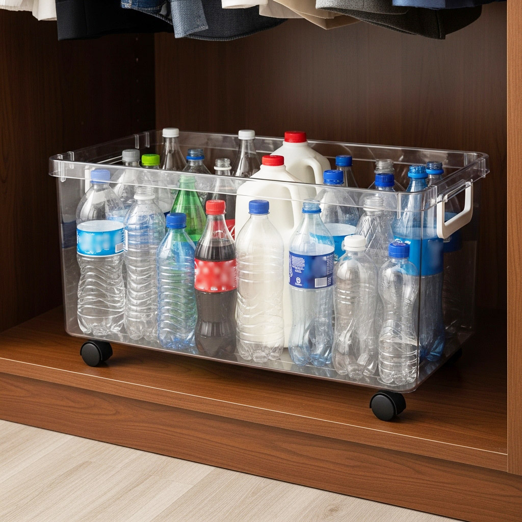 ペットボトルの備蓄をクローゼットに収納