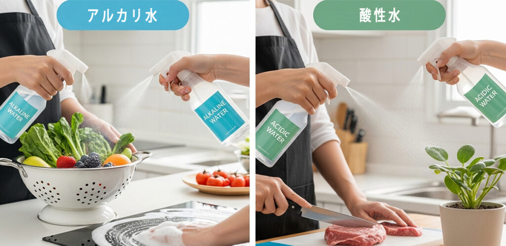 電解水のアルカリ・酸性の使い分け